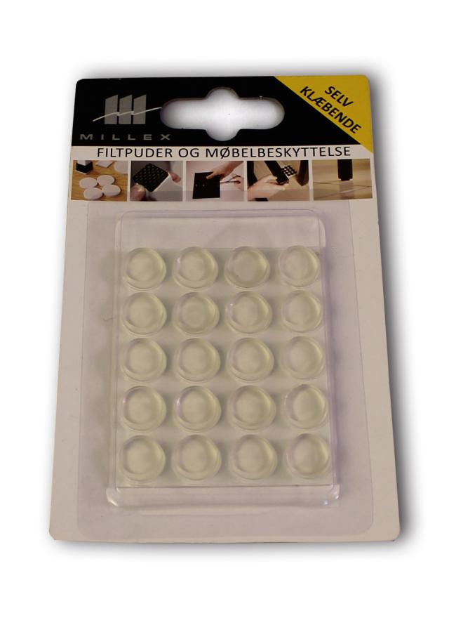 MILLEX 20 STK ANSLAGSPUDER - Ø12 X 4 MM - TRANSPARENT