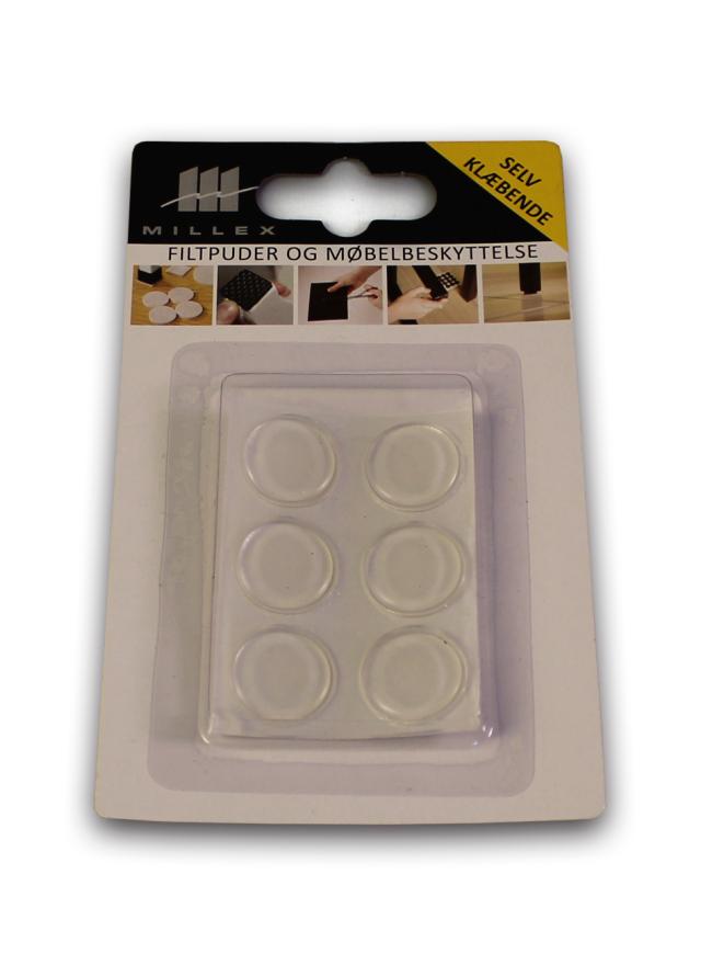 MILLEX 6 STK ANSLAGSPUDER - Ø19 X 2,5 MM - TRANSPARENT