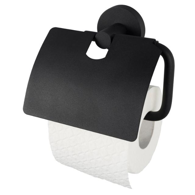 HACEKA KOSMOS MAT BLACK TOILETRULLEHOLDER M/COVER
