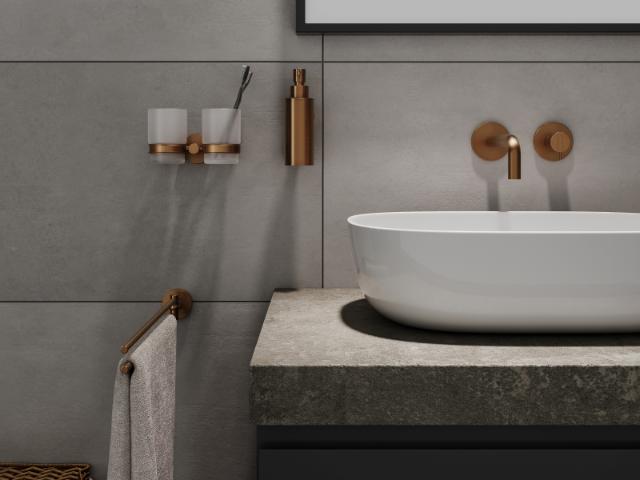 HACEKA KOSMOS BRUSHED COBBER KRUS HOLDER DOBBELT GLAS