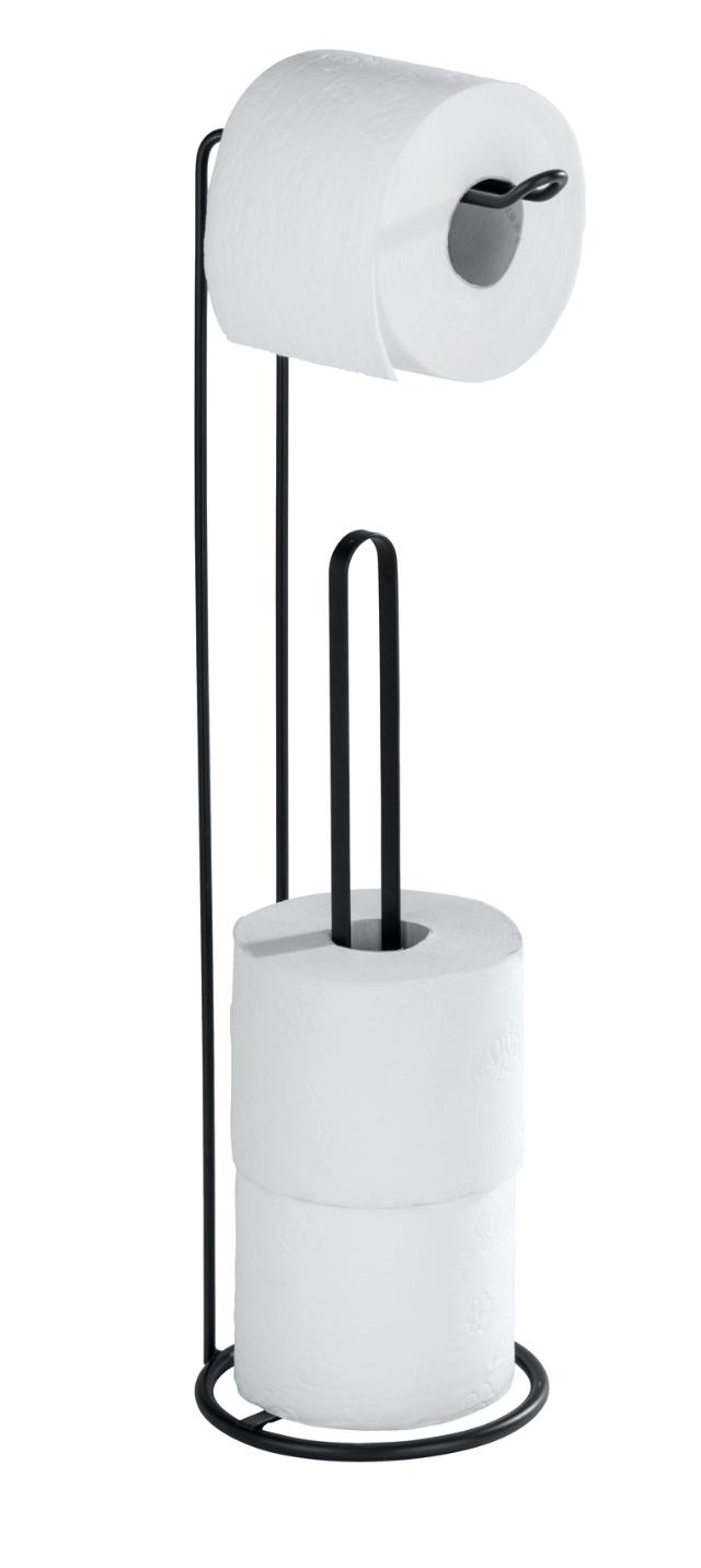 WENKO LUGANO FRITSTÅENDE TOILETRULLEHOLDER - SORT