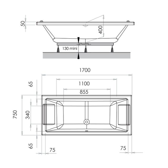 ALLIBERT SQUARE INTENSA BADEKAR - HVID HØJGLANS