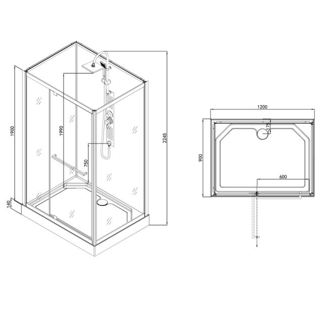 ALLIBERT ANAPURNA BRUSEBAD 120 CM