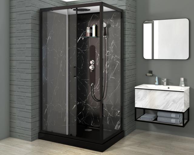 ALLIBERT ALEP BRUSEKABINE - KLAR GLAS / SORT