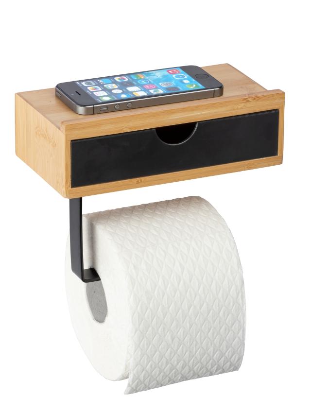 WENKO BAMBUSA TOILETRULLEHOLDER M/HYLDE OG SKUFFE