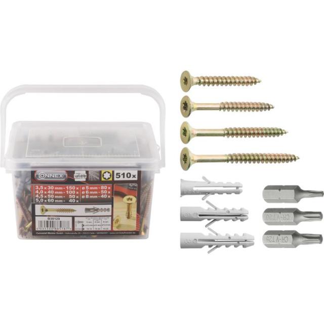 CONNEX SKRUER M/ RAWPLUGS & BITS 510 STK