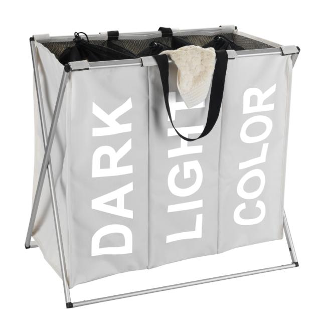 WENKO TRIO VASKETØJSKURV M/ 3 RUM - ALU/BEIGE