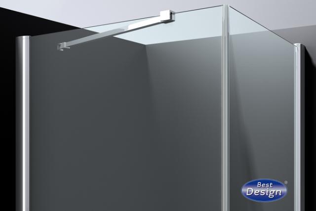 BEST DESIGN ERICO BRUSEHJØRNE M/ 1 DØR - 90 X 90 X 200 - KLAR GLAS / KROM