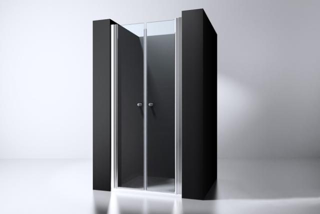 BEST DESIGN ERICO 2-DELT BRUSEDØR - 83 CM - KLAR GLAS / KROM