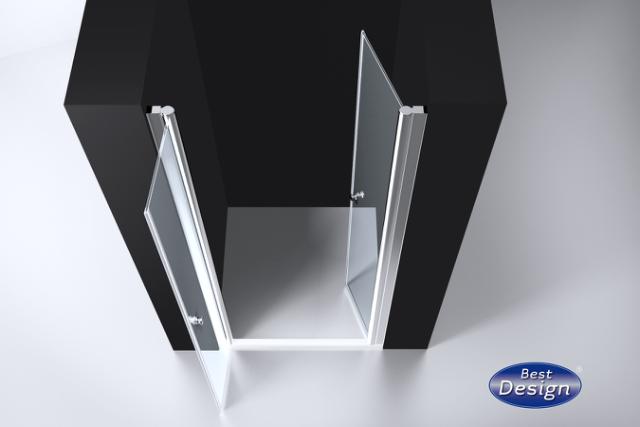 BEST DESIGN ERICO 2-DELT BRUSEDØR - 93 CM - KLAR GLAS / KROM