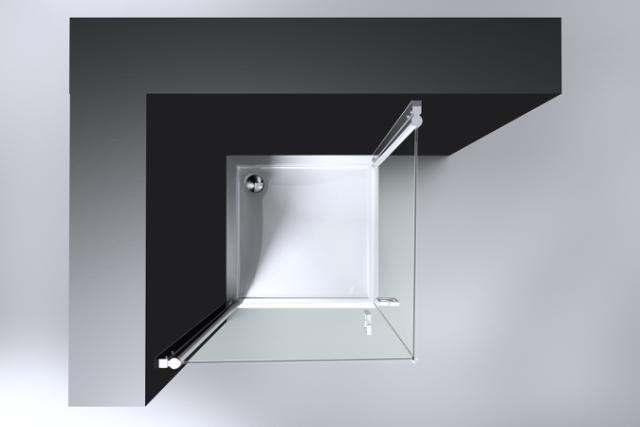 BEST DESIGN ERICO BRUSEHJØRNE - FIRKANTET - 90 X 90 X 190 CM - KROM