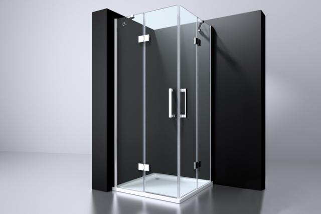 BEST DESIGN ERICO 4-DELT BRUSEHJØRNE - FIRKANTET - 200 X 120 X 90 CM - KROM