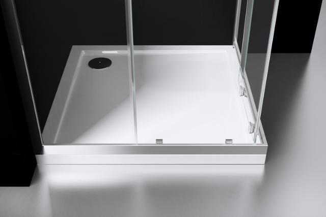 BEST DESIGN PROJECT BRUSEHJØRNE - FIRKANTET - 80 X 80 X 190 CM - KLAR GLAS / KROM