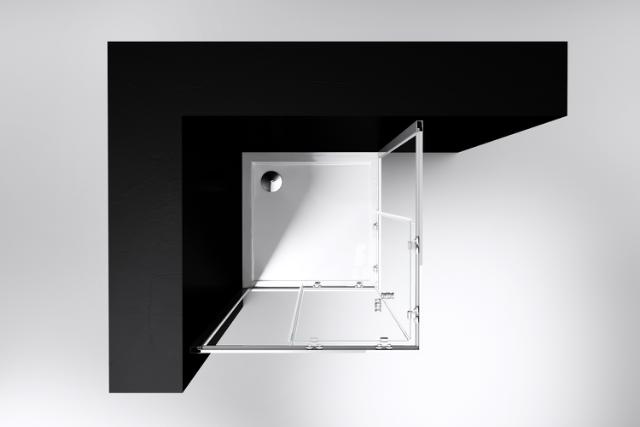 BEST DESIGN PROJECT BRUSEHJØRNE - FIRKANTET - 80 X 80 X 190 CM - KLAR GLAS / KROM