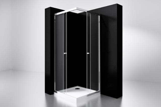 BEST DESIGN PROJECT BRUSEHJØRNE - FIRKANTET - 80 X 80 X 190 CM - KLAR GLAS / KROM