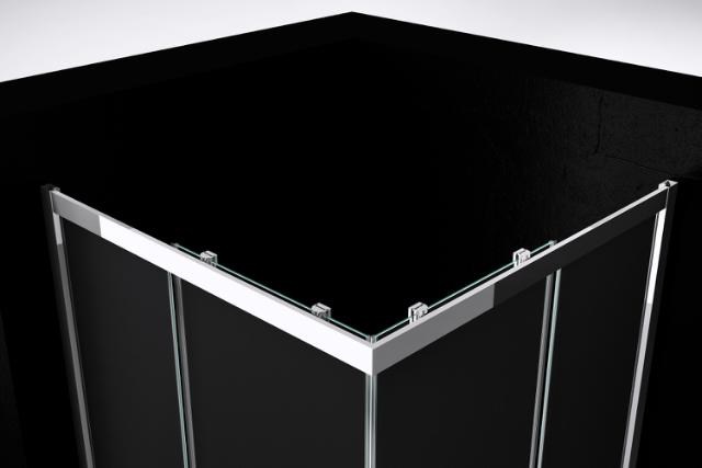 BEST DESIGN PROJECT BRUSEHJØRNE - FIRKANTET - 90 X 90 X 190 CM - KLAR GLAS / KROM