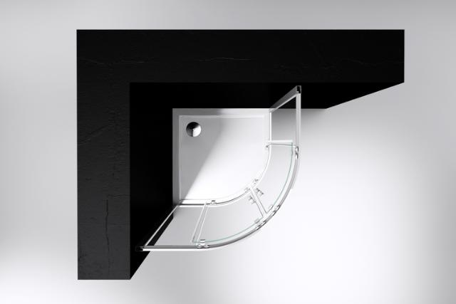 BEST DESIGN PROJECT BRUSEHJØRNE - RUND - 80 X 80 X 190 CM - KLAR GLAS / KROM