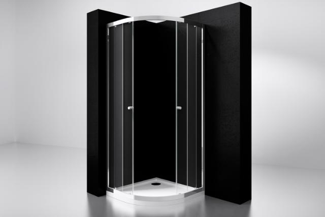 BEST DESIGN PROJECT BRUSEHJØRNE - RUND - 90 X 90 X 190 CM - KLAR GLAS / KROM