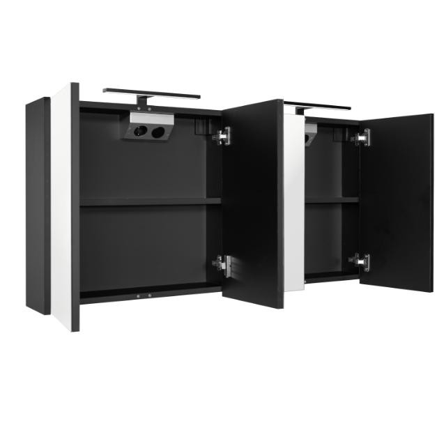 BEST DESIGN HAPPY LED SPEJLSKAB - 120 X 60 CM - SORT