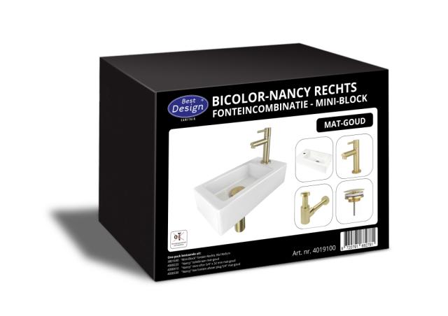 BEST DESIGN NANCY ONE PACK HÅNDVASK - HØJRE - MAT GULD
