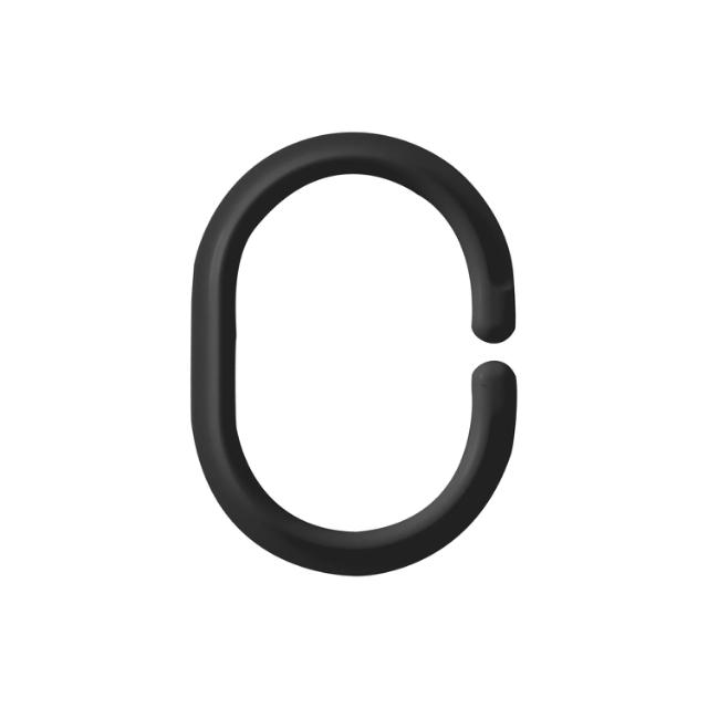 RIDDER FORHÆNGSRINGE (12 STK.) - MAT SORT