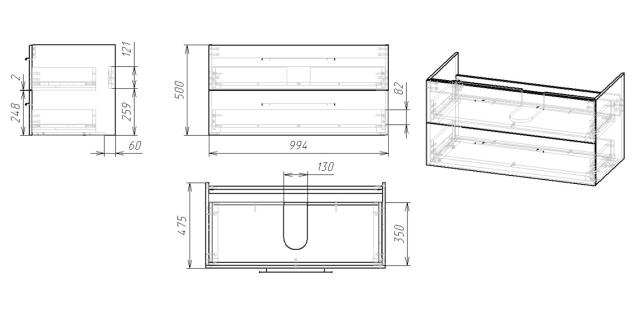 NORTIQ BAKKEDAHL BADMØBEL - 100 CM - MAT STØVET GRØN