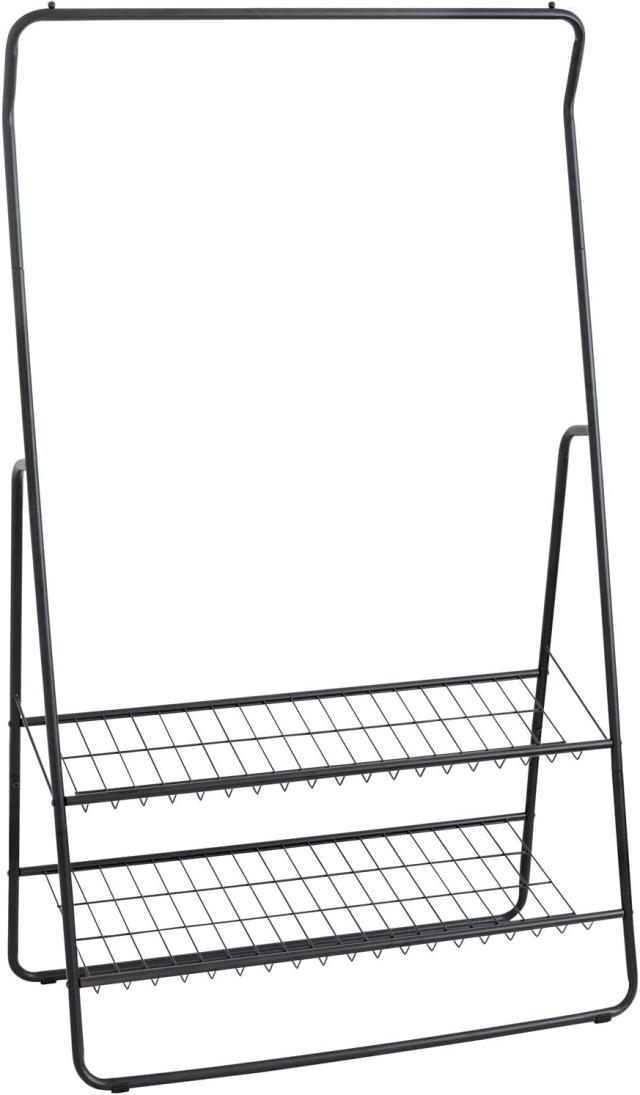 WENKO SHIVA TØJSTATIV M/BØJLESTANG & 2 HYLDER - MATSORT