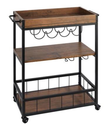 WENKO KØKKENVOGN RUSTICO SORT/VALNØD