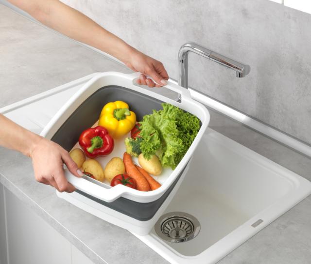 WENKO OUTDOOR - SIRA FOLDBAR OPVASKEBALJE, HVID/GRÅ