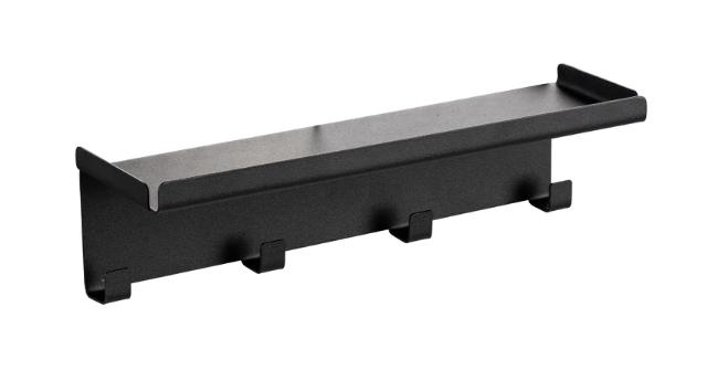 *WENKO OUTDOOR - MAGNETISK KNAGERÆKKE M/4 KNAGER+HYLDE, SORT*