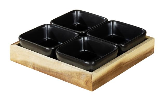 *WENKO OUTDOOR - ELO 4 STK. DIP-SKÅLE M/ BAKKE - SORT*