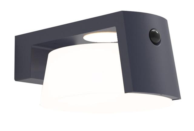 LUTEC SOLAR MOON VÆGLAMPE M/SENSOR - MAT GRÅ