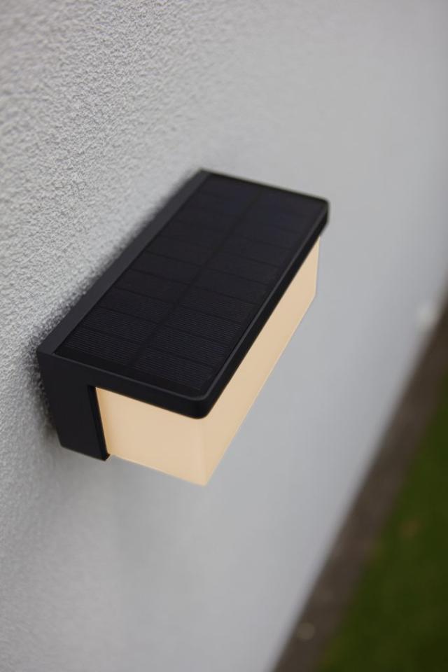 *LUTEC SOLAR ZELNA VÆG LAMPE 220V - MØRKEGRÅ - PLASTIK