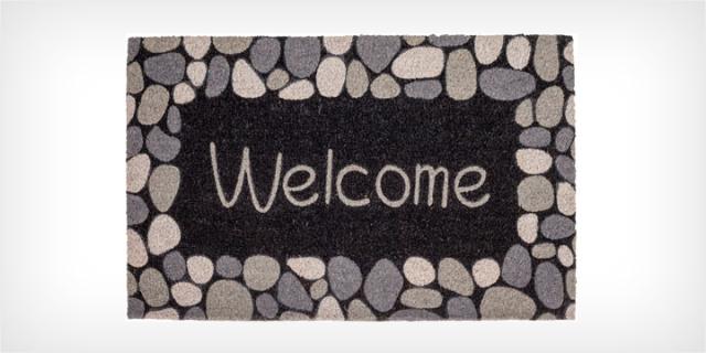 LAKO COCOPRINT DØRMÅTTE - 75 X 45 CM - WELCOME GRÅ