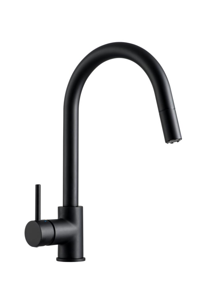 BLUERAIN BLACK KØKKENARMATUR M/UDTRÆK - MAT SORT