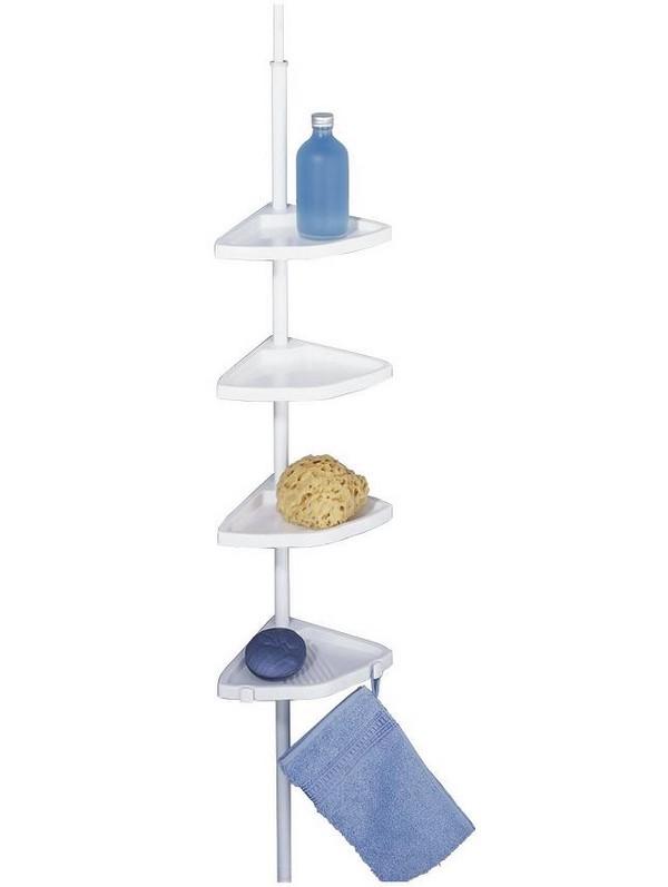 WENKO 4 HJØRNEHYLDER PÅ ALUSTANG - HVID