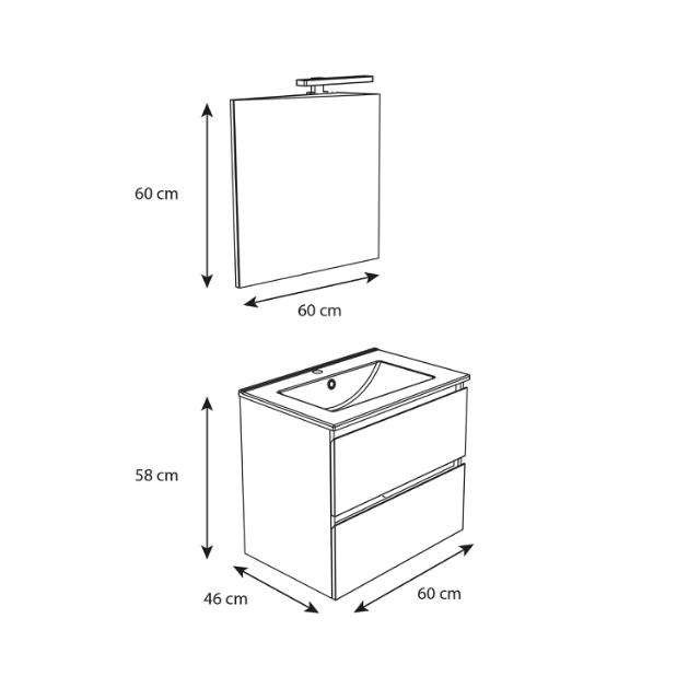 ALLIBERT LIVO BADSÆT 60 CM - HVID HØJGLANS