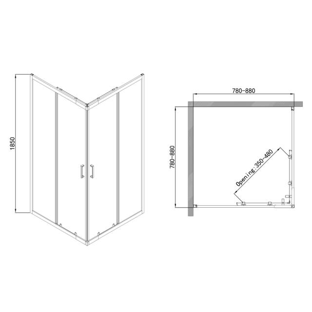 ALLIBERT HAPPY BRUSEHJØRNE 78-88X185CM
