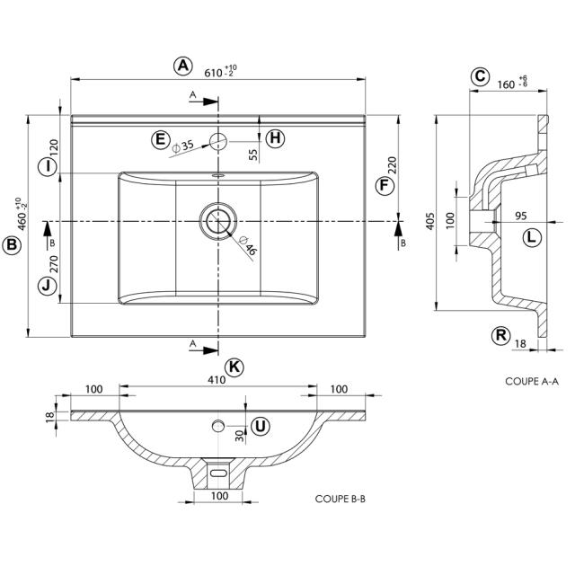 ALLIBERT PRIMO VASK 60 CM - HVID