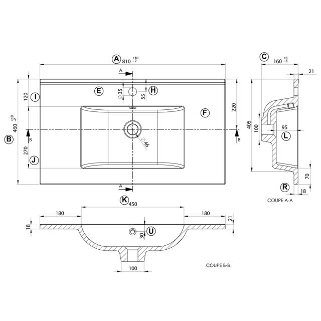 ALLIBERT PRIMO HÅNDVASK 80 CM - HVID