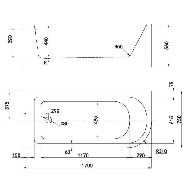 ALLIBERT ETERNA BADEKAR - HVID HØJGLANS