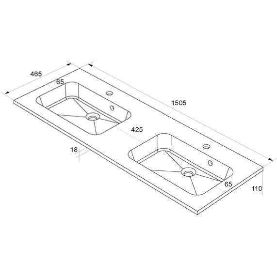 ALLIBERT STYLE VASK 150 CM - HVID