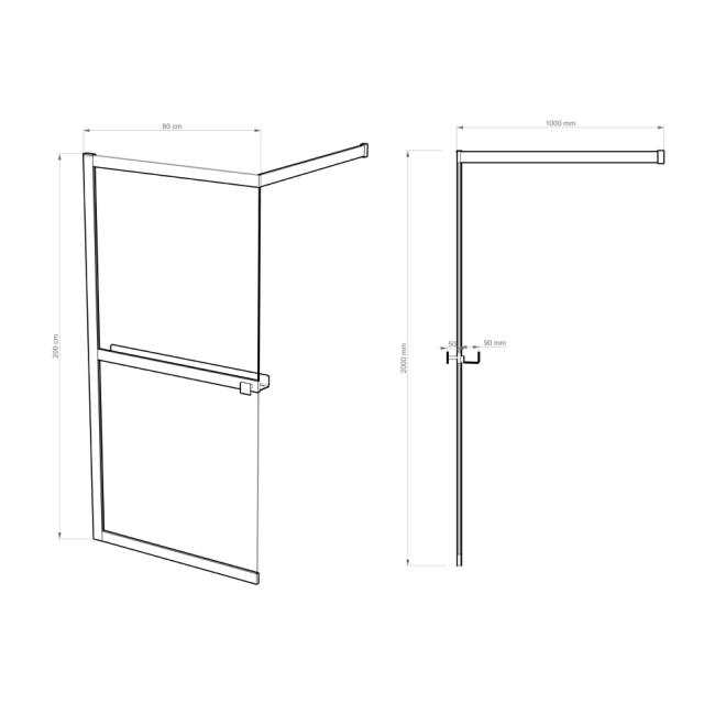 ALLIBERT LEXIE BRUSEVÆG - KLAR GLAS - 100X190 CM