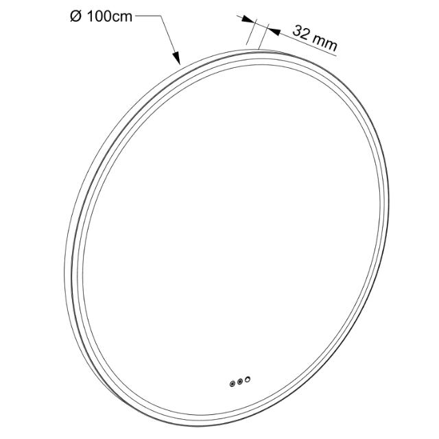 ALLIBERT ISIA RUNDT LYSSPEJL LED - 100 CM - MAT SORT