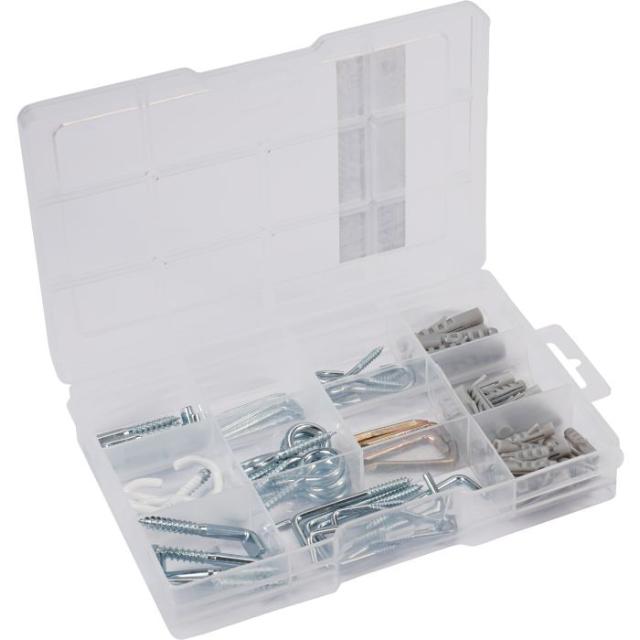 CONNEX SORTIMENTS KASSE - SKRUEKROGE + RAWPLUG 78 STK