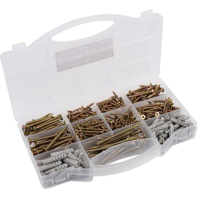 CONNEX SORTIMENTS KASSE - UNIVERSEL SKRUER + RAWPLUGS 580 STK