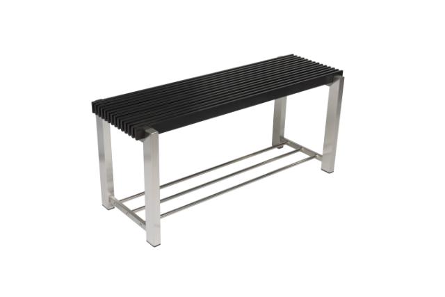 LASTEN NORLINE - 100 CM - BÆNK M/HYLDE - SORT/RUSTFRIT STÅL