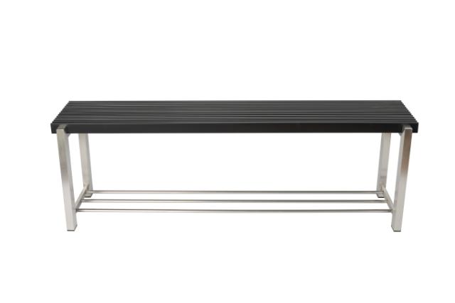 LASTEN NORLINE - 140 CM - BÆNK M/HYLDE - SORT/RUSTFRIT STÅL