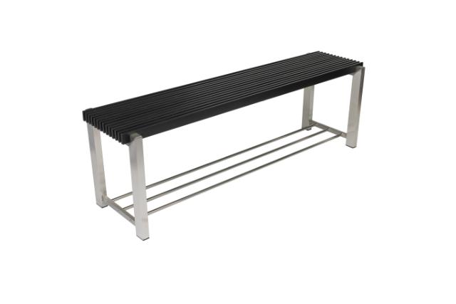 LASTEN NORLINE - 140 CM - BÆNK M/HYLDE - SORT/RUSTFRIT STÅL