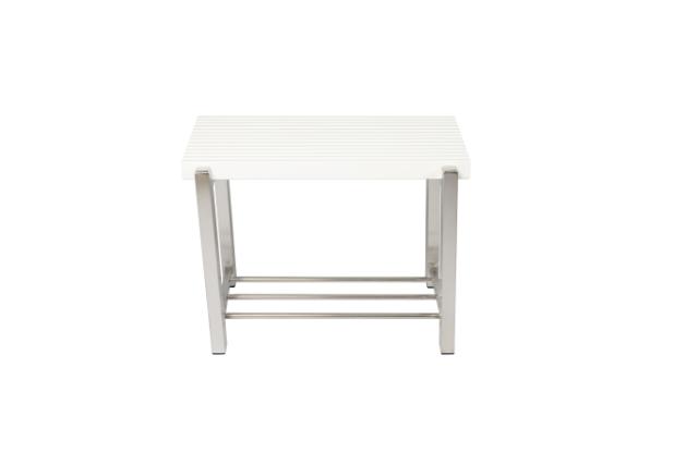 LASTEN NORLINE - 60 CM - BÆNK M/HYLDE - HVID/RUSTFRIT STÅL